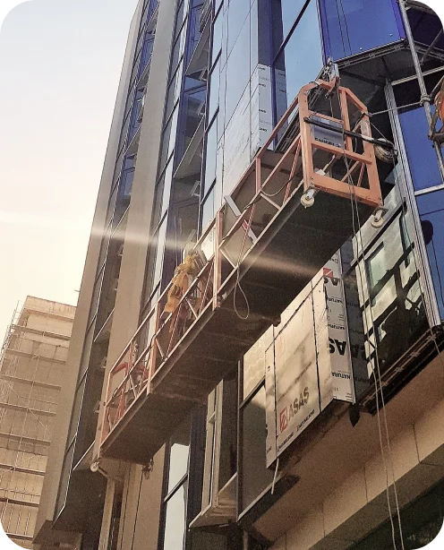 Suspended scaffolding. Swing stage.