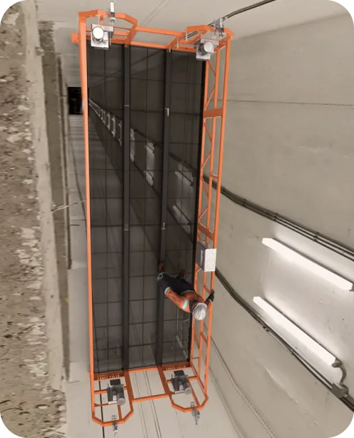 Elevator shaft swing stage